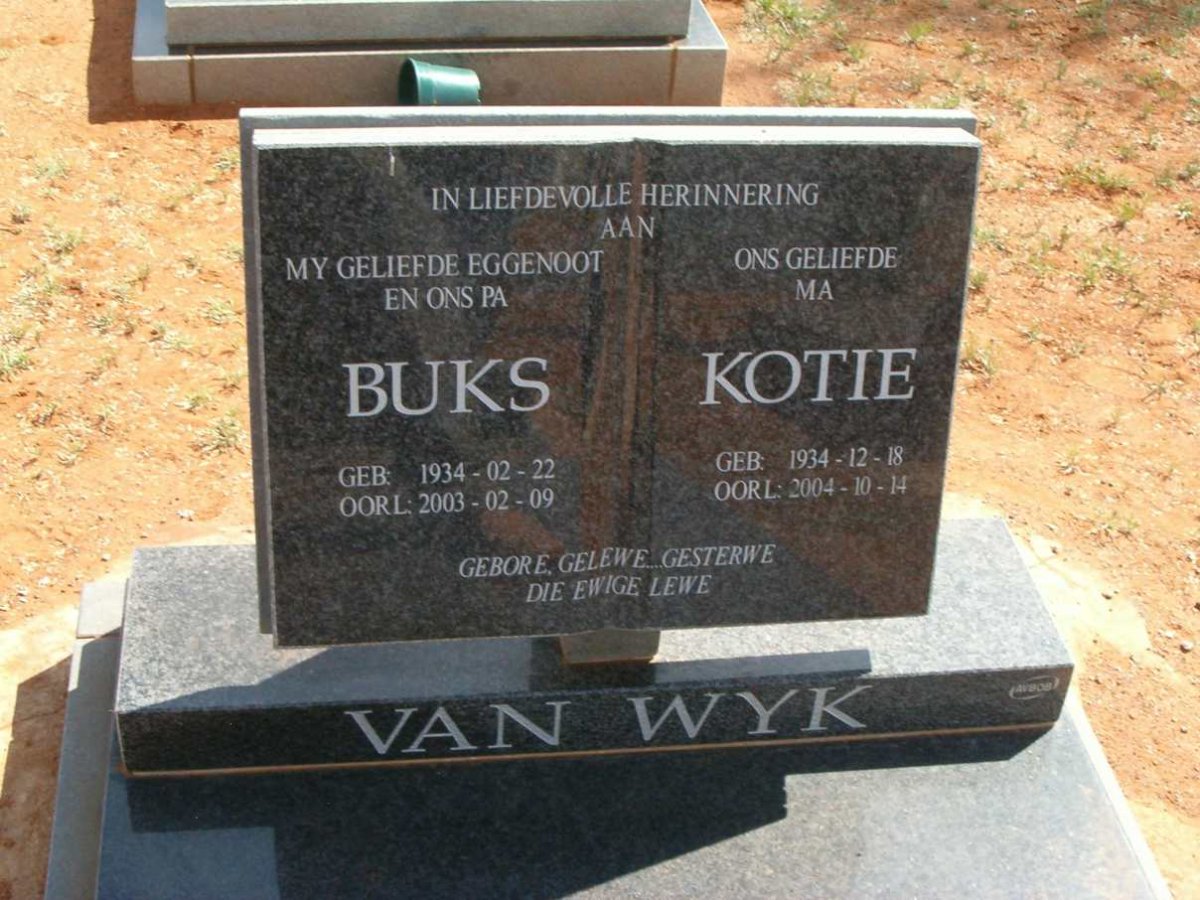 WYK Buks, van 1934-2003 &amp; Kotie 1934-2004