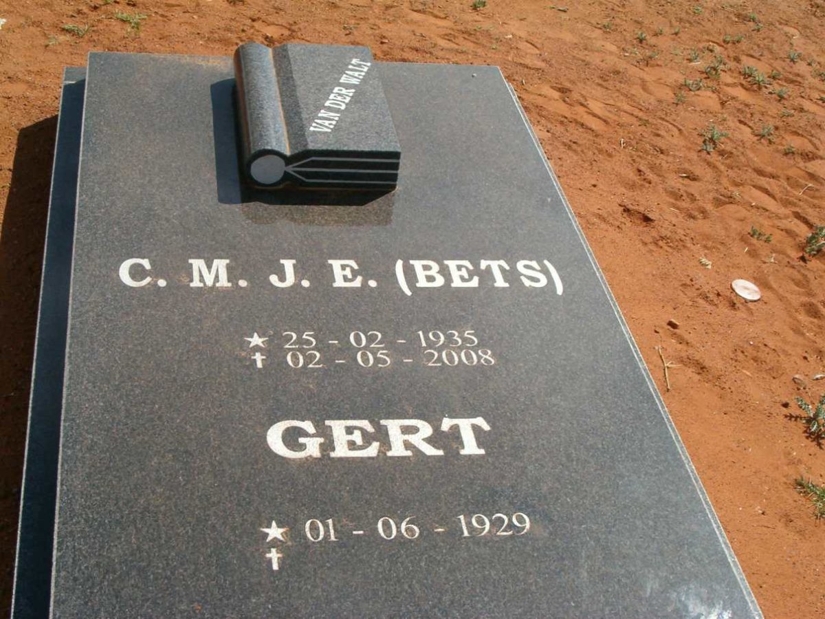 WALT Gert, van der 1929- &amp; C.M.J.E. 1935-2008