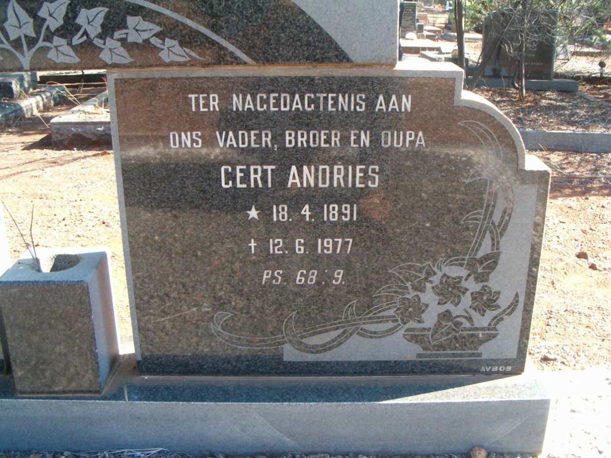 WALT Gert Andries, van der 1891 - 1977