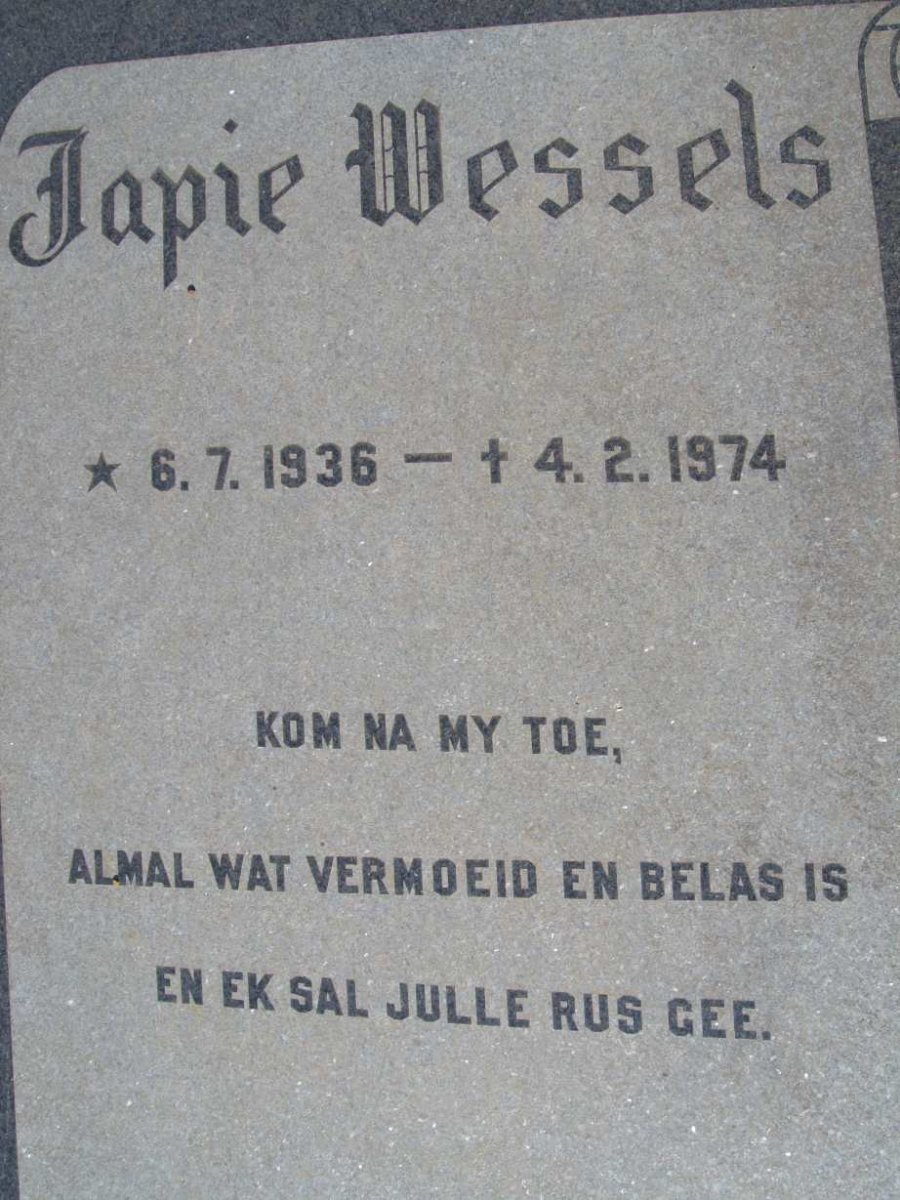 WESSELS Japie 1936-1974