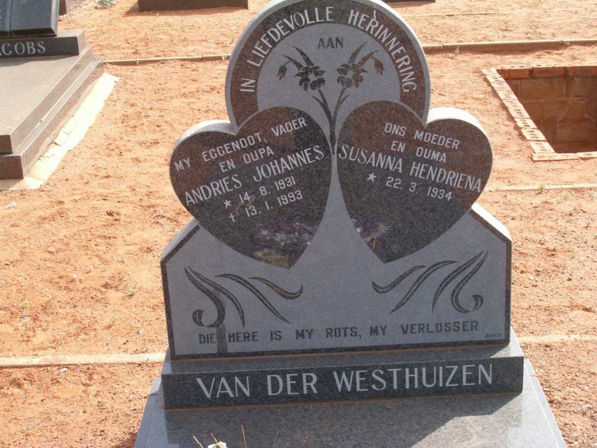 WESTHUIZEN Andries Johannes, van der 1931-1993 &amp; Susanna Hendriena 1934-