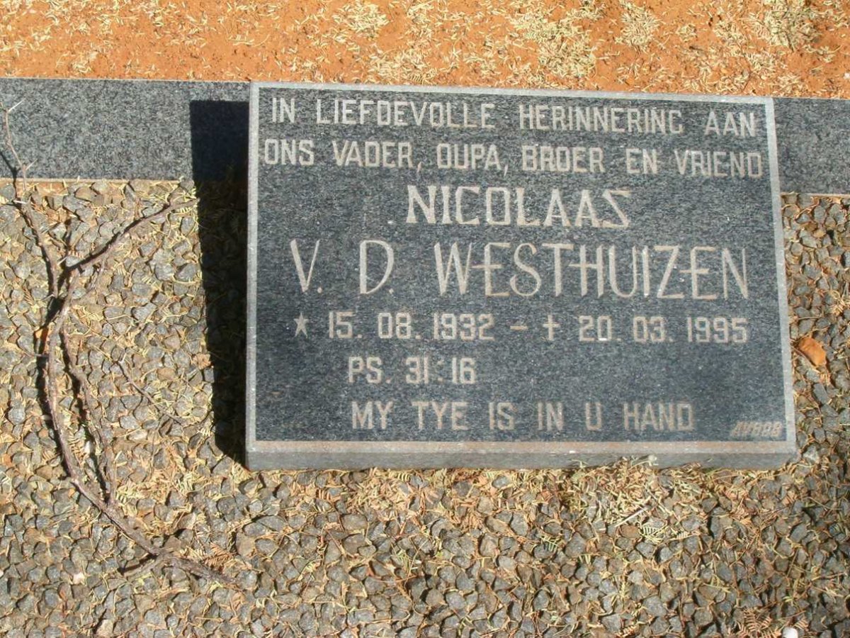 WESTHUIZEN Nicolaas, van der 1932-1995