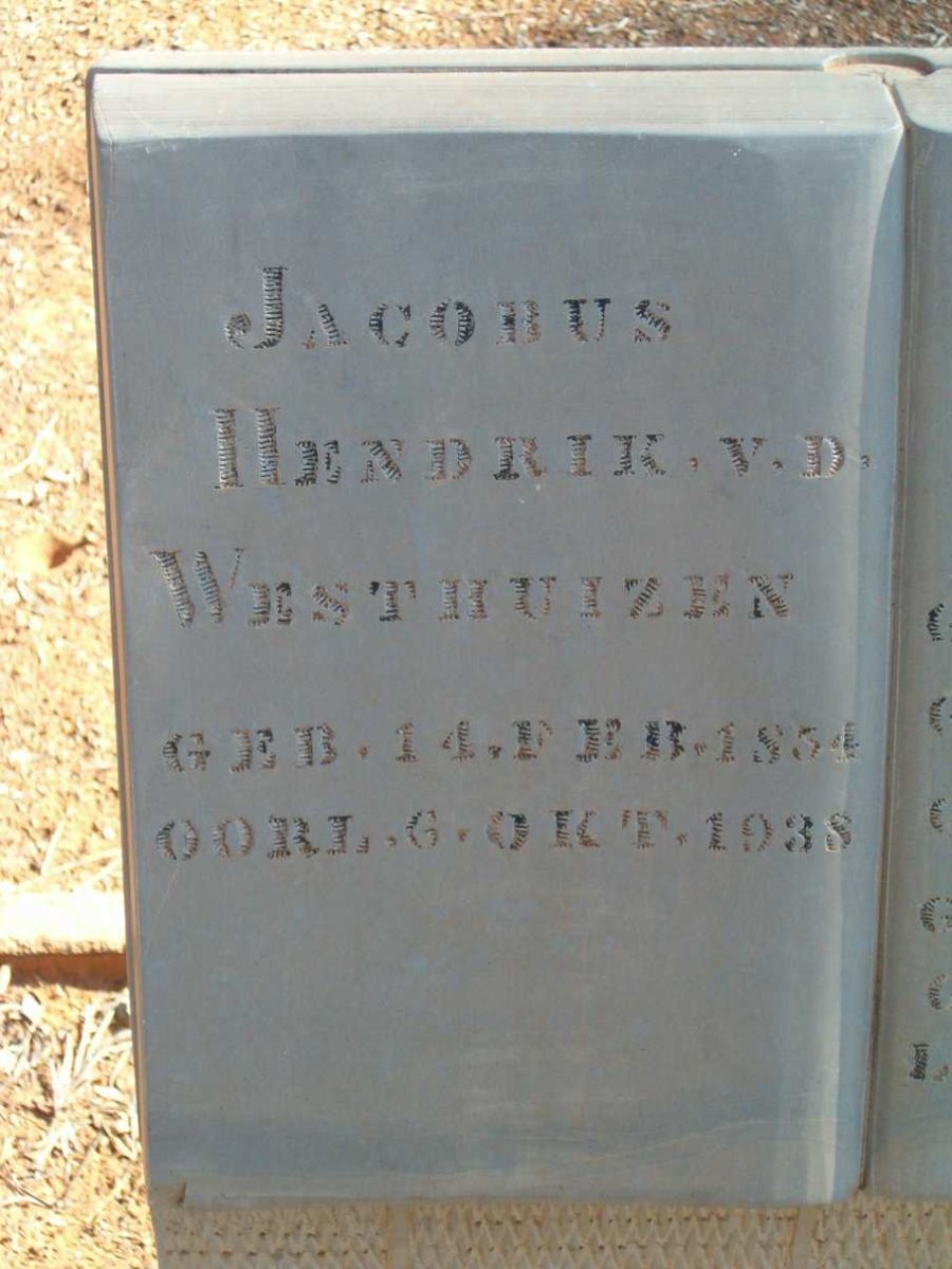 WESTHUIZEN Jacobus Hendrik, v.d. 1854-1938