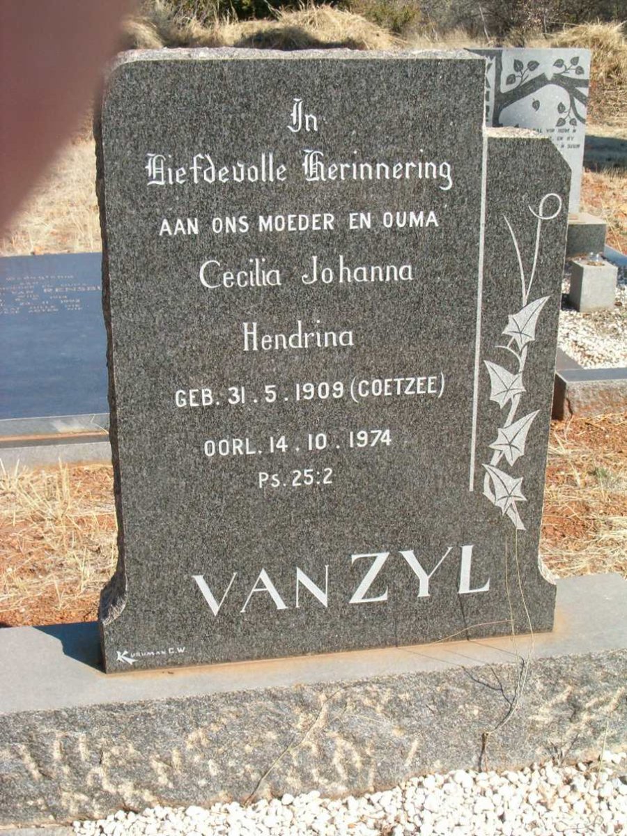 ZYL Cecilia Johanna Hendrina, van nee COETZEE 1909-1974