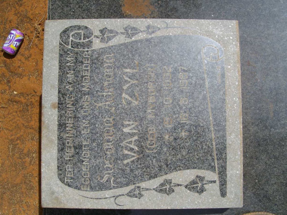 ZYL Susanna Adriana, van nee MYBURGH 1932-1987