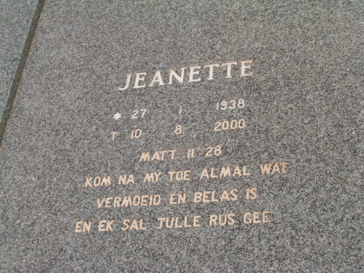 ? Jeanette 1938-2000