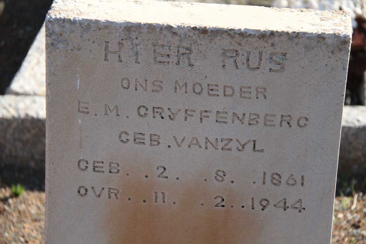 GRYFFENBERG E.M. nee VAN ZYL 1861-1944