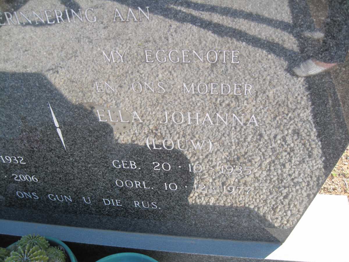 JAARSVELD Frederick Johannes, van 1932-2006 &amp; Ella Johanna LOUW 1935-1977