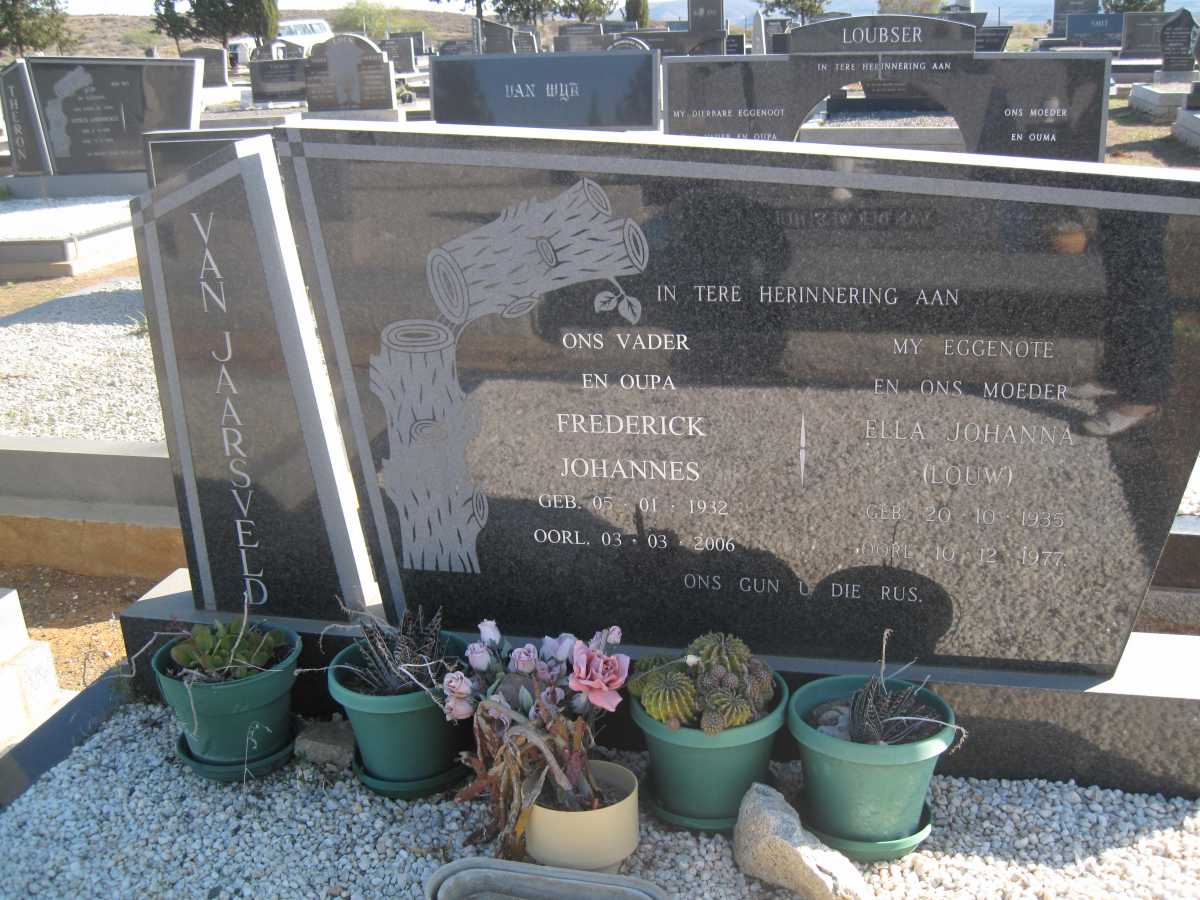 JAARSVELD Frederick Johannes, van 1932-2006 &amp; Ella Johanna LOUW 1935-1977