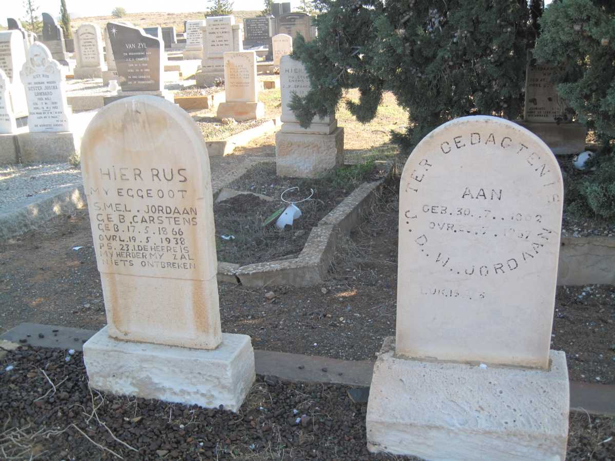 JORDAAN J.D.W. 1862-1957 &amp; S.M.E.L. CARSTENS 1866-1938