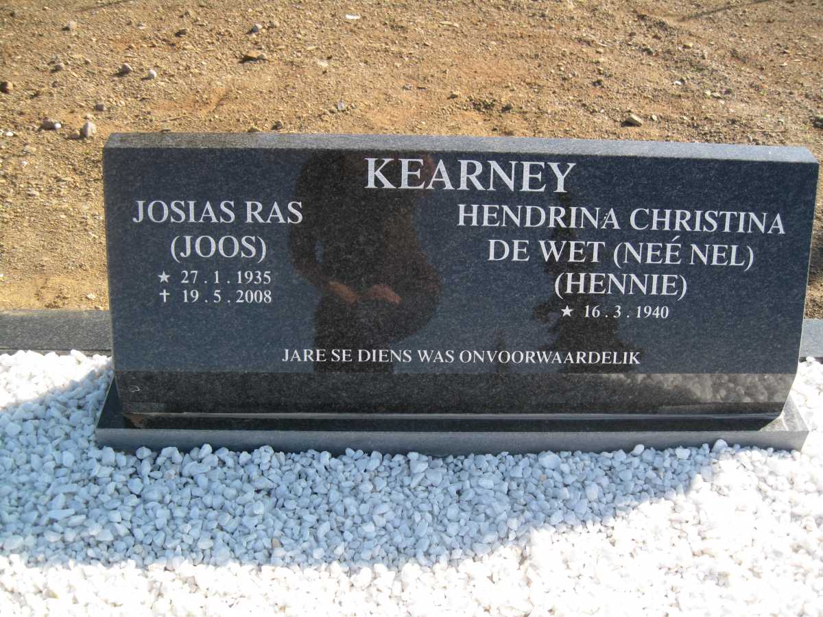 KEARNEY Josias Ras 1935-2008 &amp; Hendrina Christina De Wet NEL 1940-
