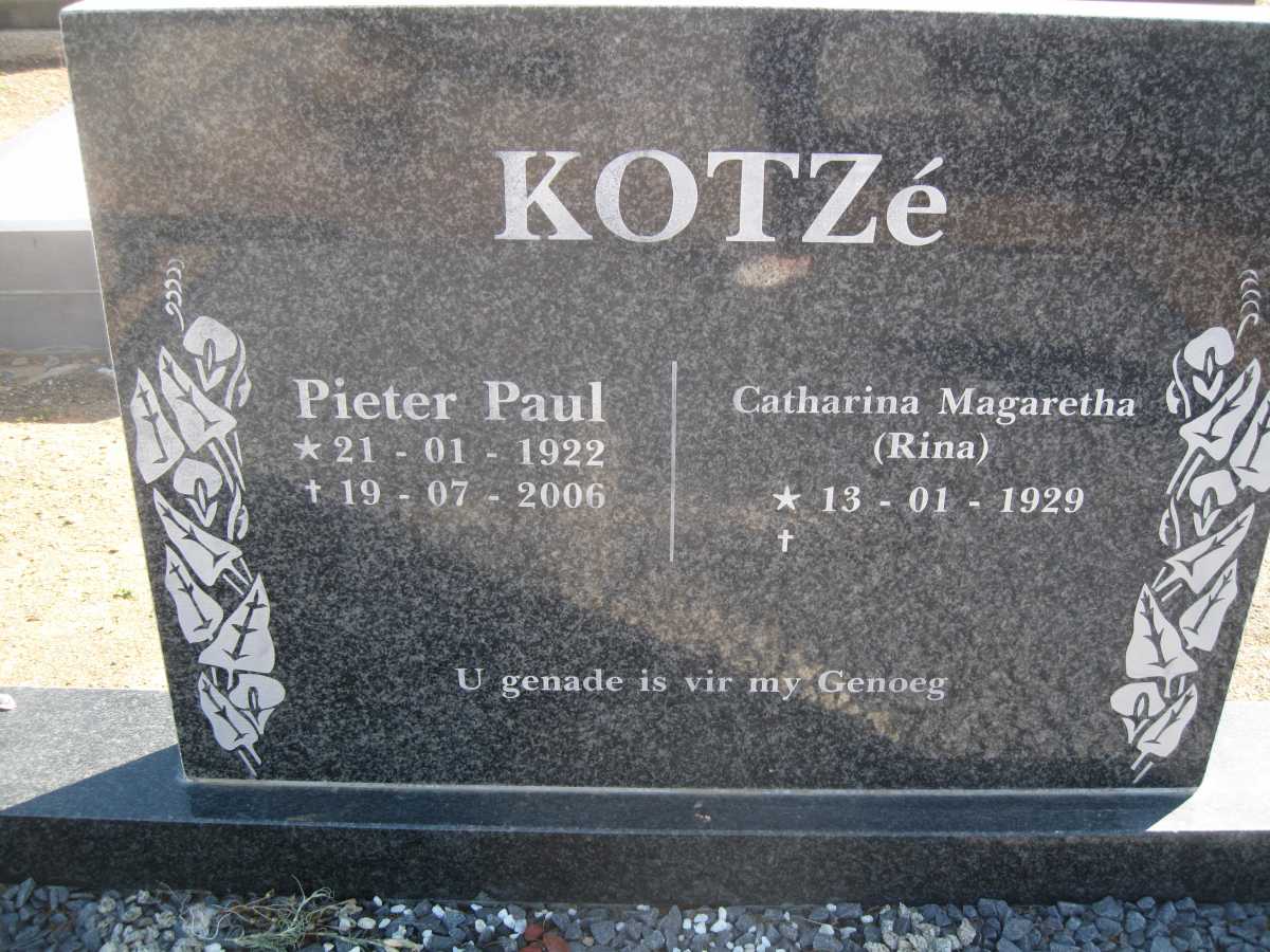 KOTZÉ Pieter Paul 1922-2006 &amp; Catharina Magaretha 1929-