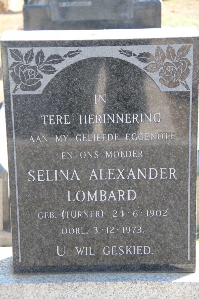 LOMBARD Selina Alexander nee TURNER 1902-1973