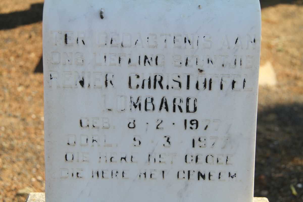 LOMBARD Renier Christoffel 1977-1977