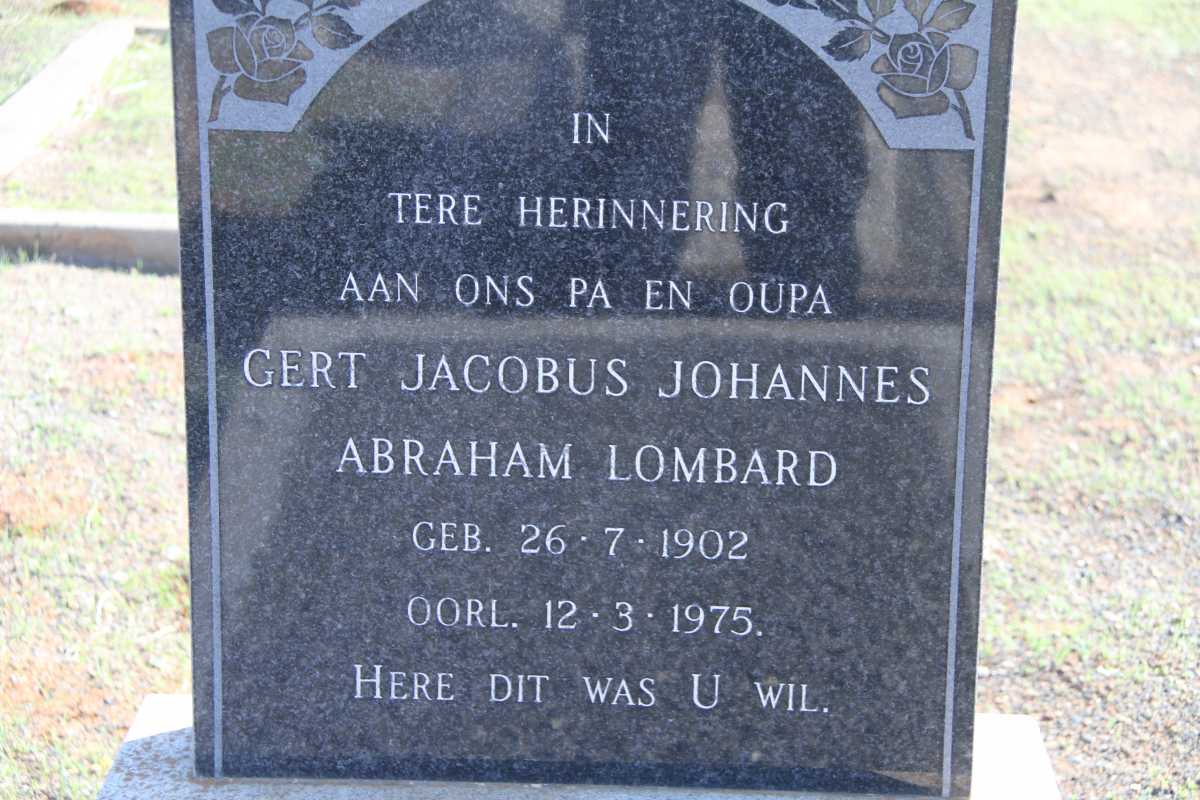 LOMBARD Gert Jacobus Johannes Abraham 1902-1975