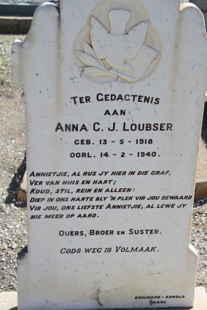 LOUBSER Anna C.J. 1918-1940