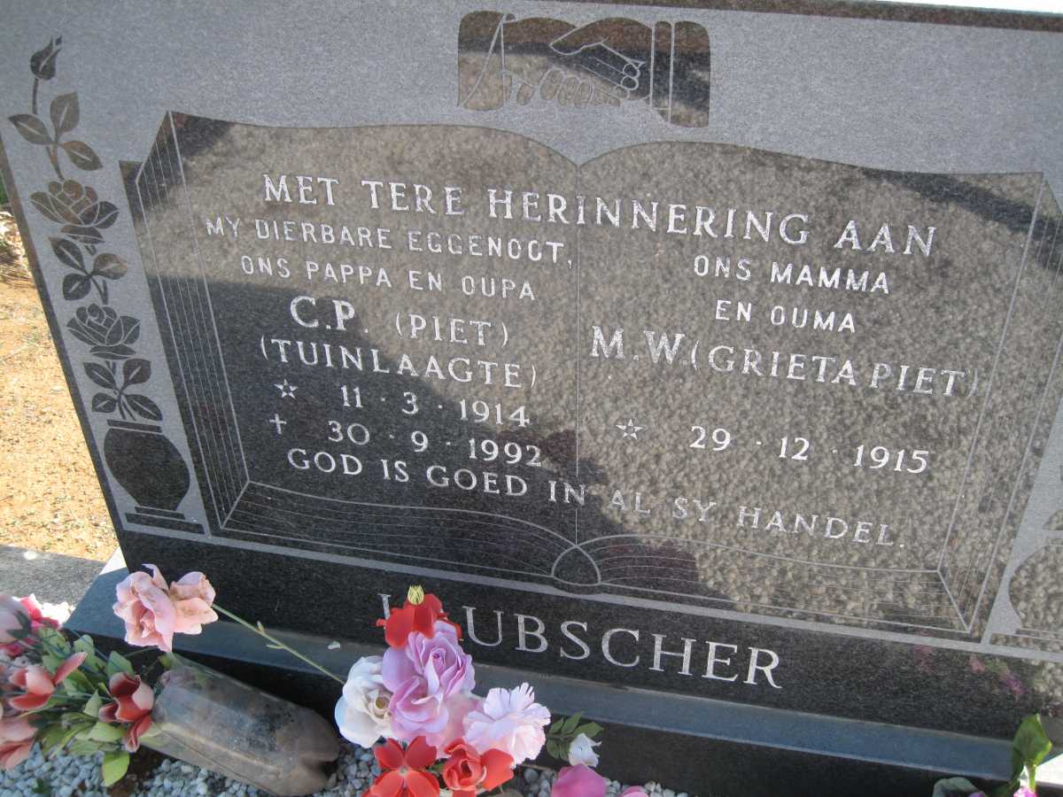 LAUBSCHER C.P. 1914-1992 &amp; M.W. 1915-