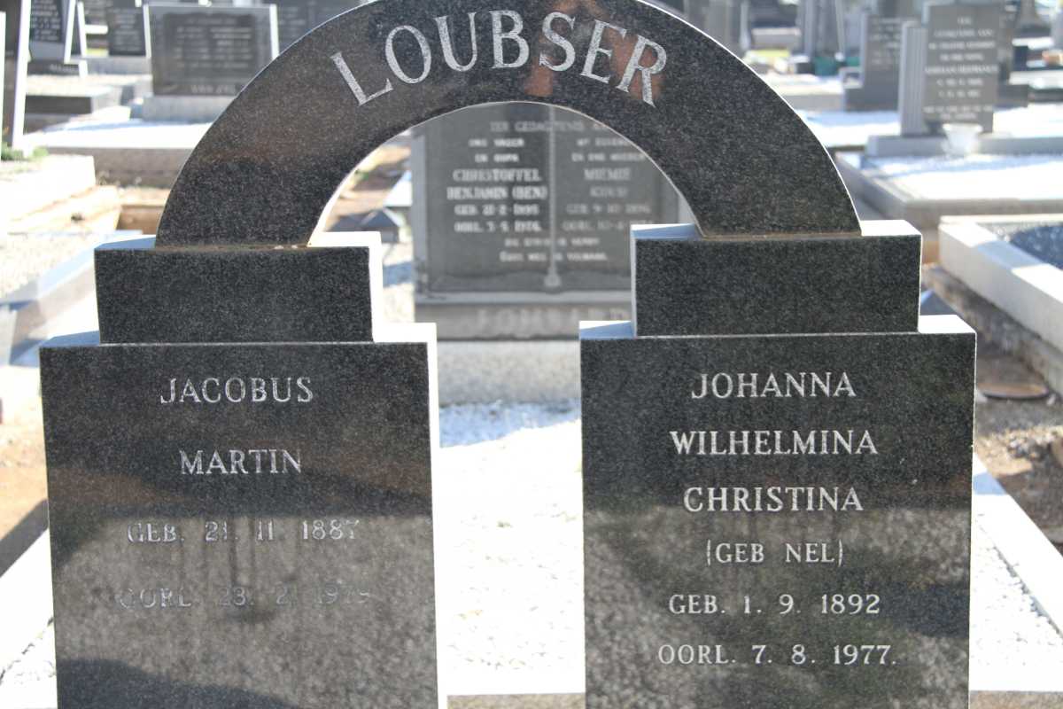 LOUBSER Jacobus Martin 1887-1979 &amp; Johanna Wilhelmina Christina NEL 1892-1977