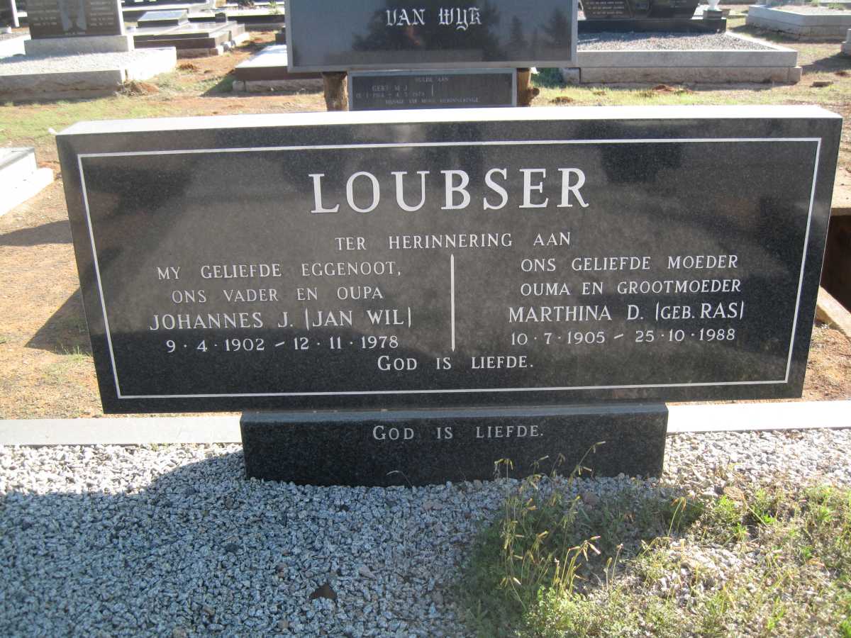 LOUBSER Johannes J. 1902-1978 &amp; Marthina D. RAS 1905-1988