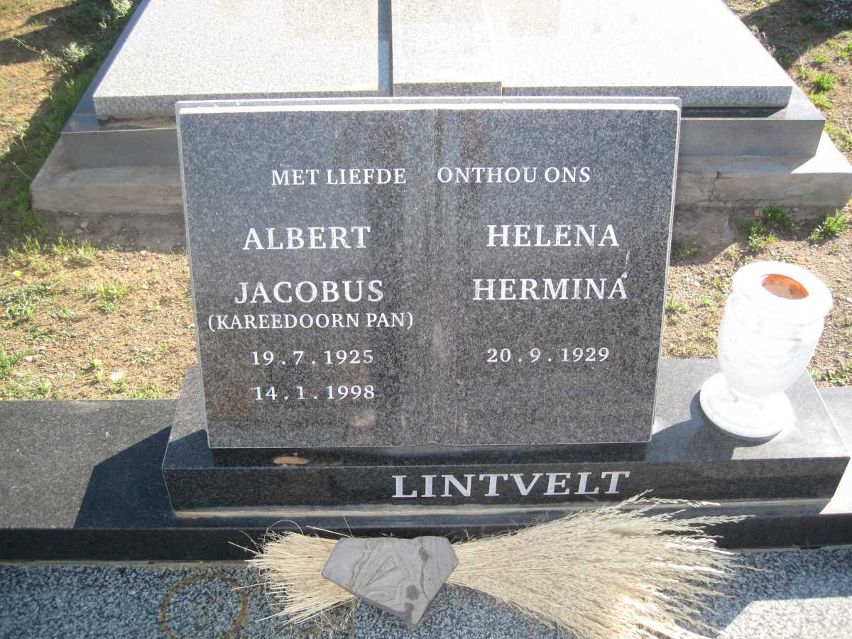 LINTVELT Albert Jacobus 1925-1998 &amp; Helena Hermina 1929-