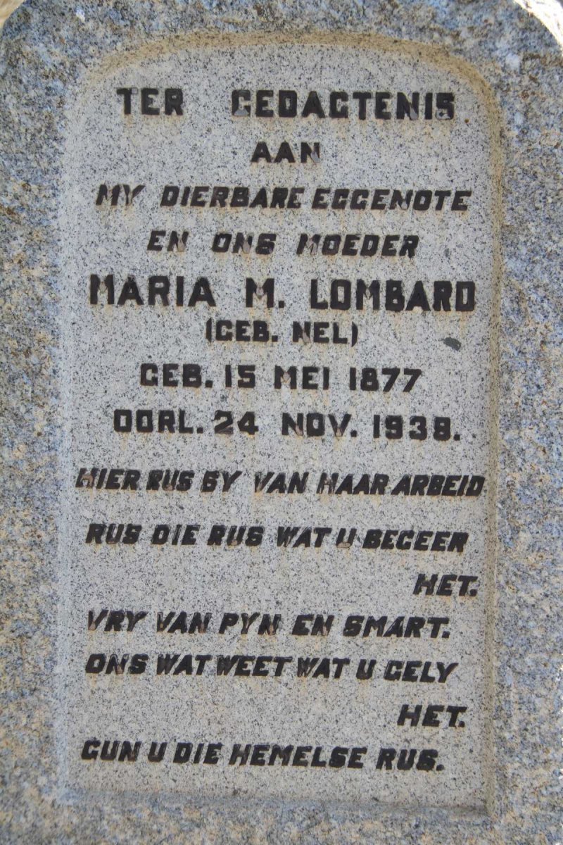 LOMBARD Maria M. nee NEL 1877-1938