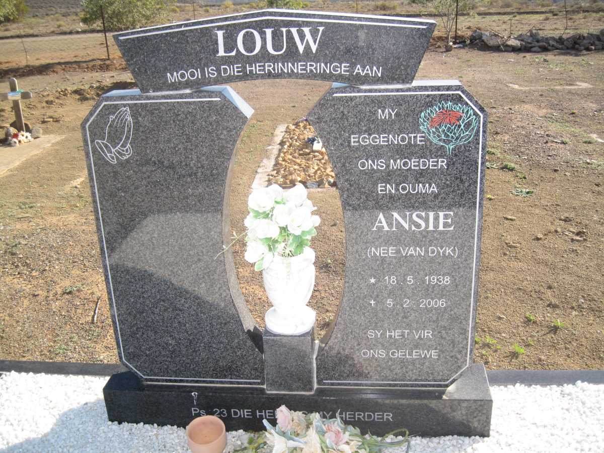 LOUW Ansie nee VAN DYK 1938-2006