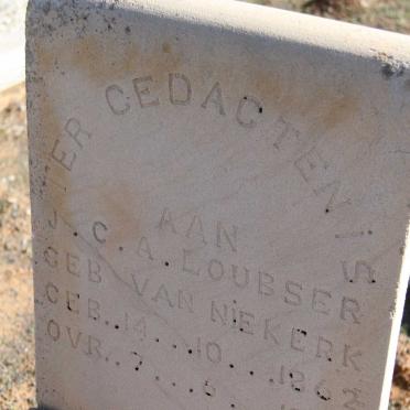 LOUBSER J.C.A. nee VAN NIEKERK 1862-1945