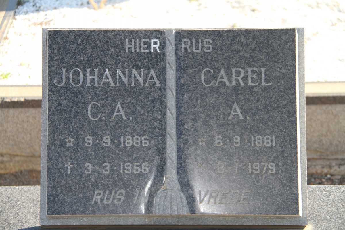 ? Carel A. 1881-1979 &amp; Johanna C.A. 1886-1956