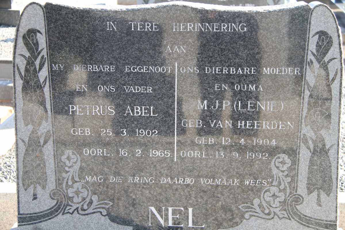 NEL Petrus Abel 1902-1965 &amp; M.J.P. VAN HEERDEN 1904-1992