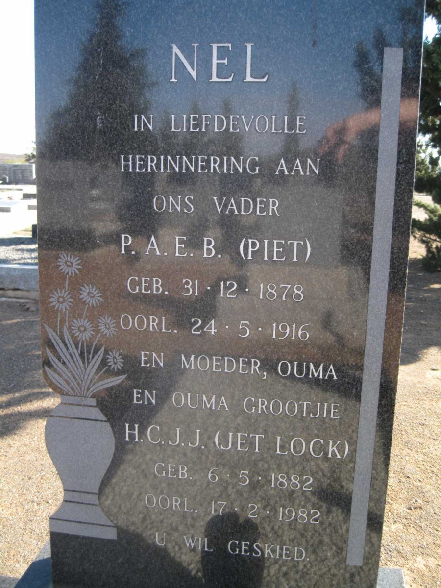 NEL P.A.E.B. 1878-1916 &amp; H.C.J.J. 1882-1982