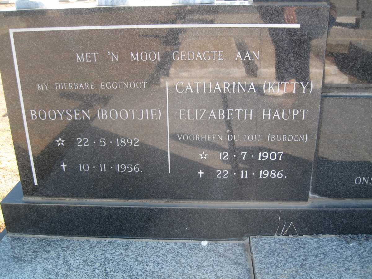 TOIT Booysen, du 1892-1956 &amp; Catharina Elizabeth HAUPT, formerly DU TOIT nee BURDEN 1907-1986