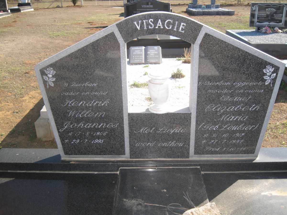 VISAGIE Hendrik Willem Johannes 1906-1995 &amp; Elizabeth Maria LOUBSER 1912-1994