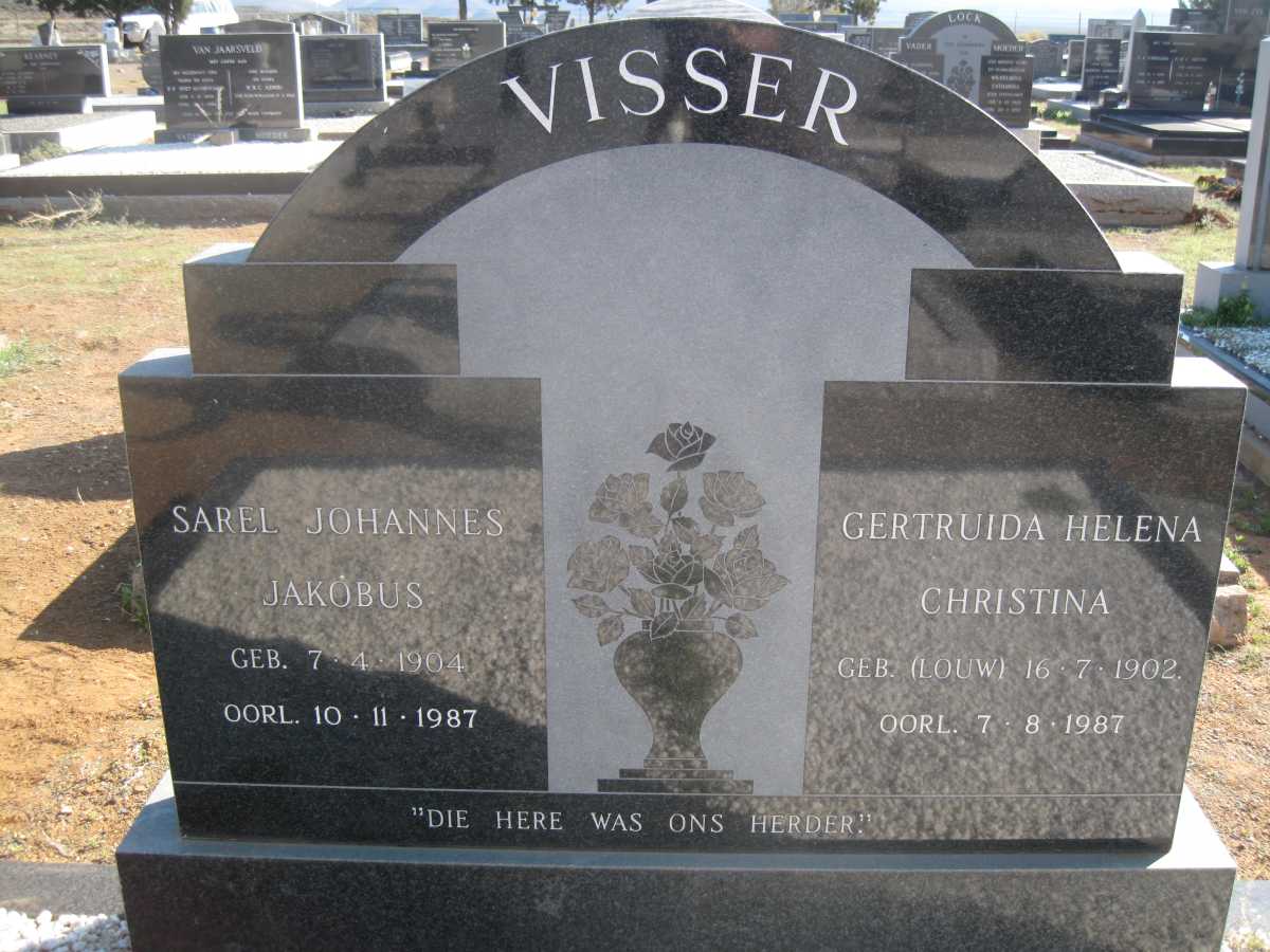 VISSER Sarel Johannes Jakobus 1904-1987 &amp; Gertruida Helena Christina LOUW 1902-1987