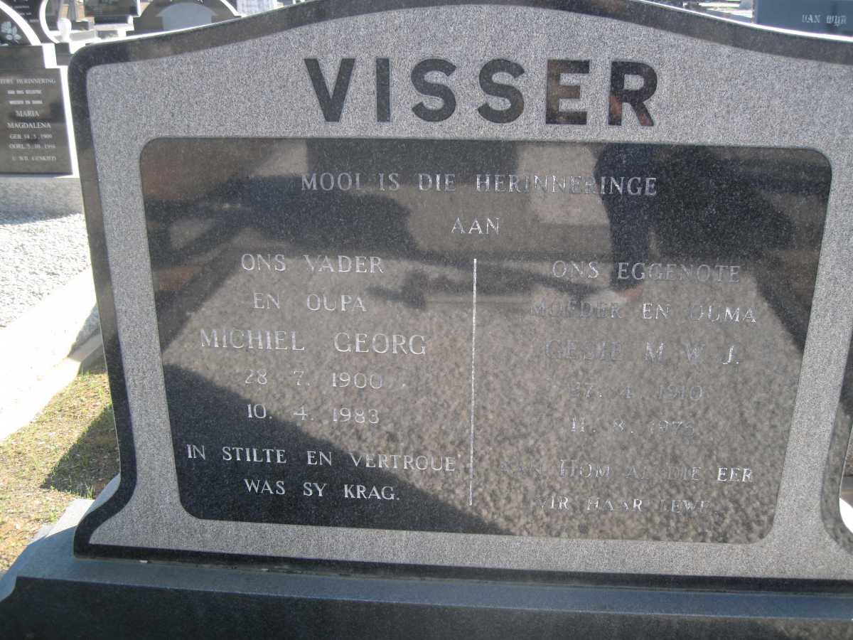 VISSER Michiel Georg 1900-1983 &amp; Gesie M.W.J. 1910-1975