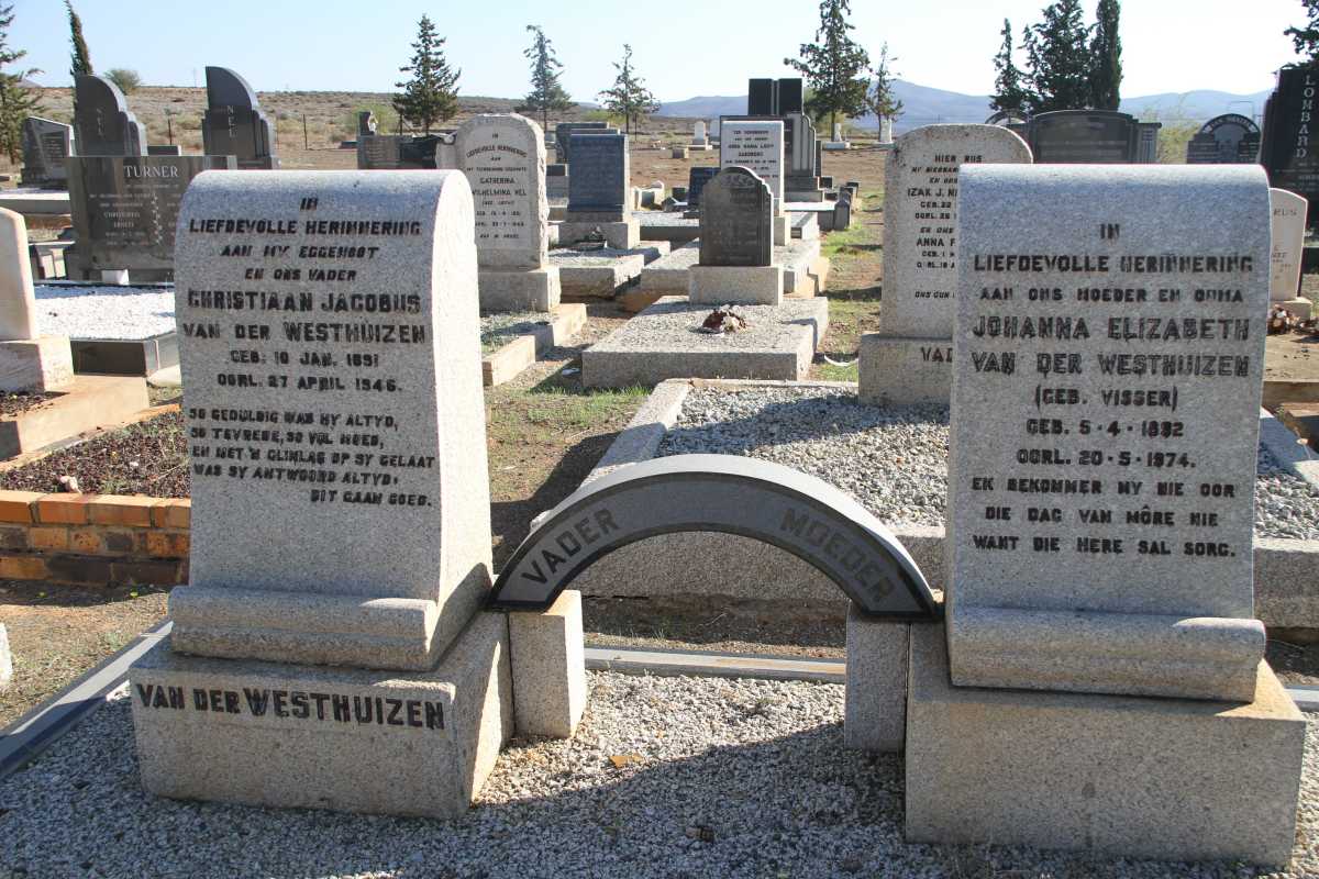 WESTHUIZEN Christiaan Jacobus, van der 1891-1946 &amp; Johanna Elizabeth VISSER 1892-1974