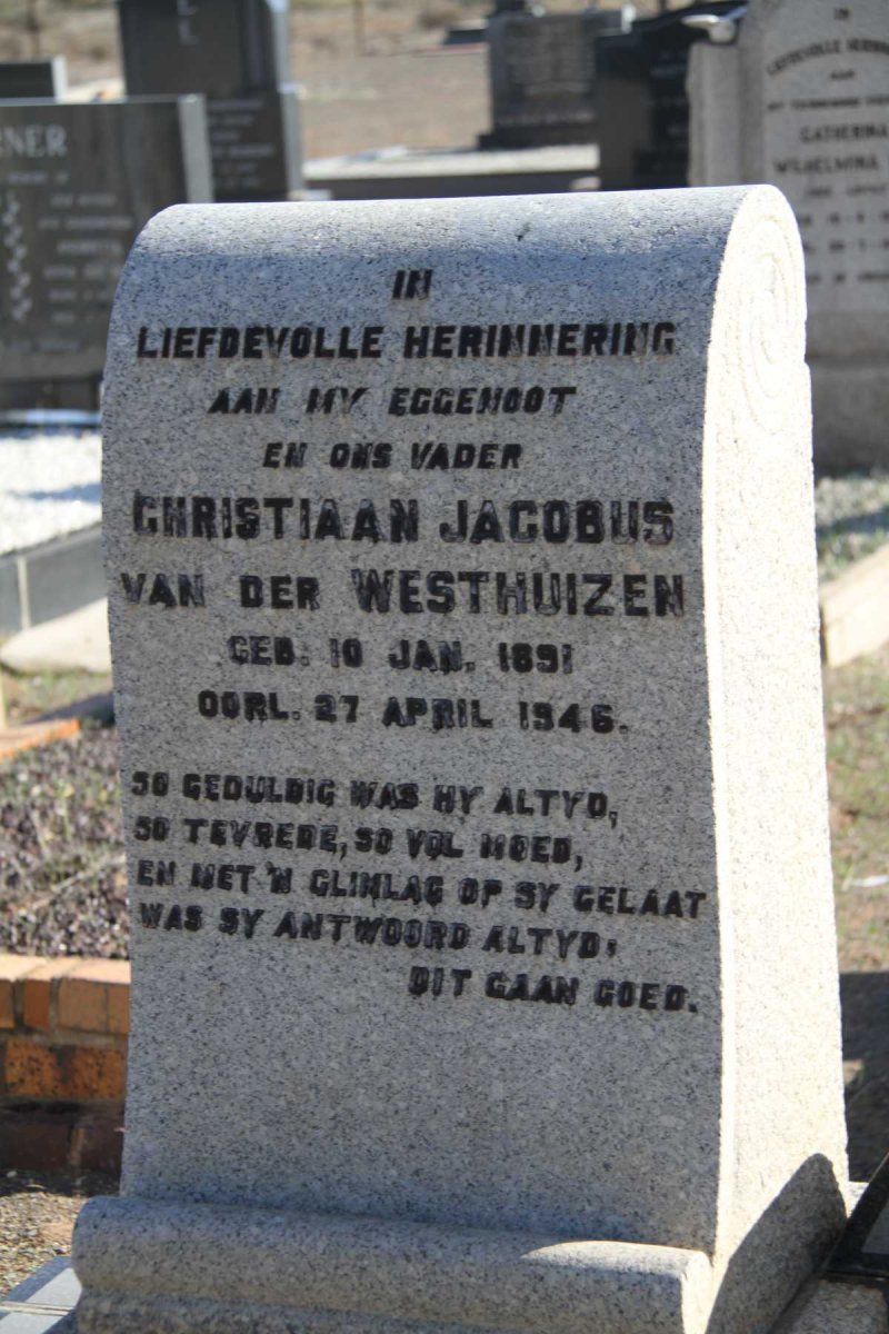 WESTHUIZEN Christiaan Jacobus, van der 1891-1946