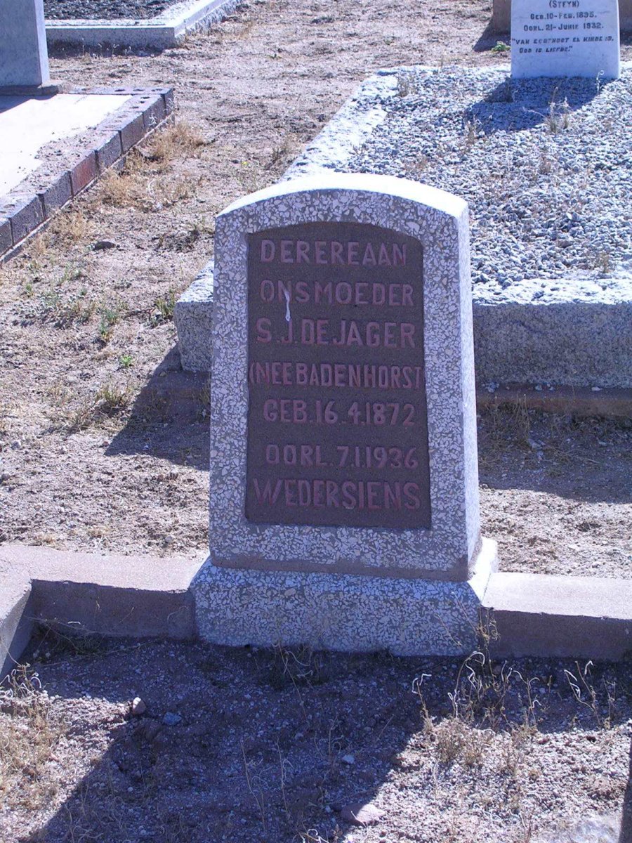 JAGER S.J., de nee BADENHORST 1872-1936