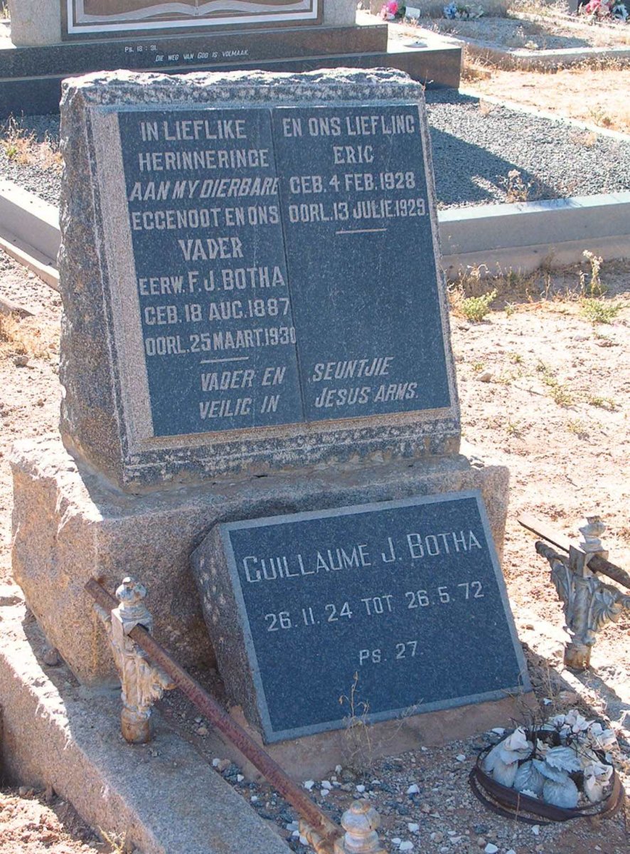 BOTHA F.J. 1887-1930, BOTHA Eric 1928-1929 :: BOTHA Guillaume J. 1924-1972