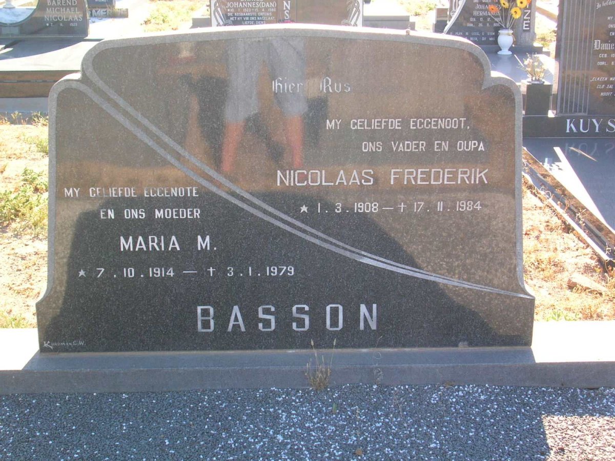 BASSON Nicolaas Frederik 1908-1984 &amp; Maria M. 1914-1979