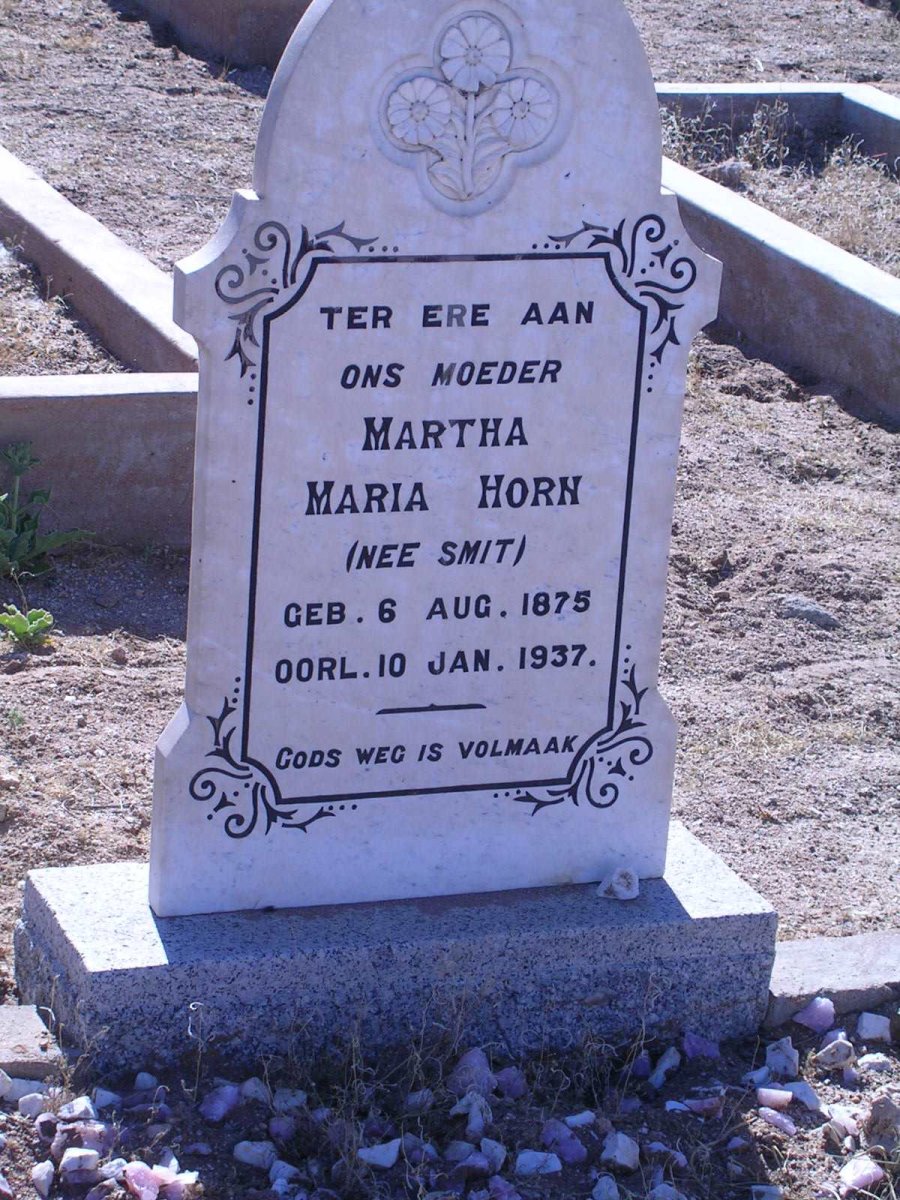 HORN Martha Maria nee SMIT 1875-1937