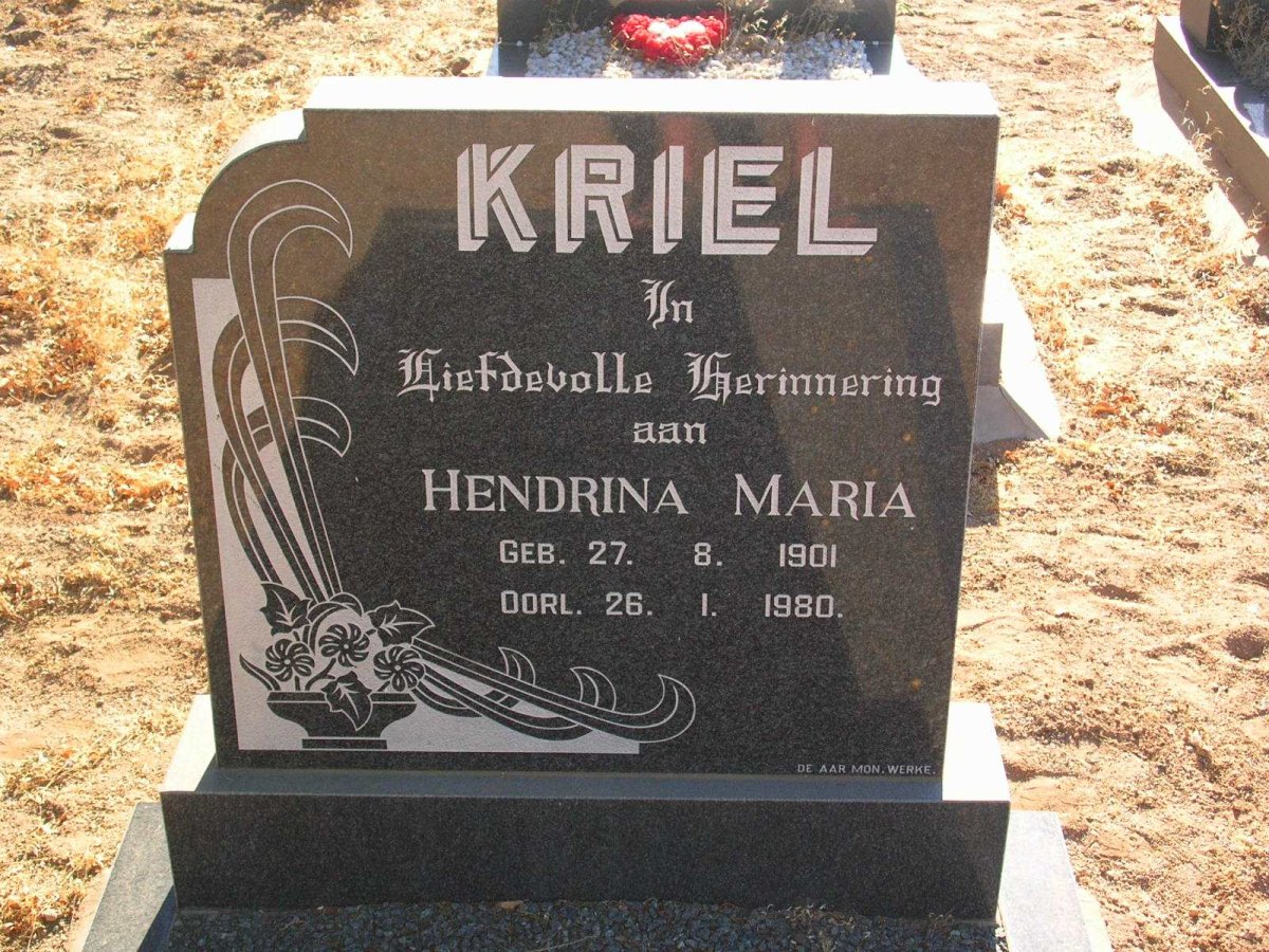 KRIEL Hendrina Maria 1901-1980