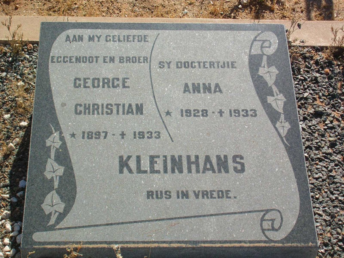 KLEINHANS George Christian 1897-1933, KLEINHANS Anna 1928-1933