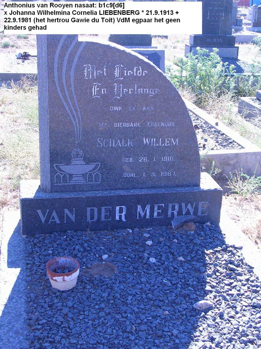 MERWE Schalk Willem, van der 1910-1967