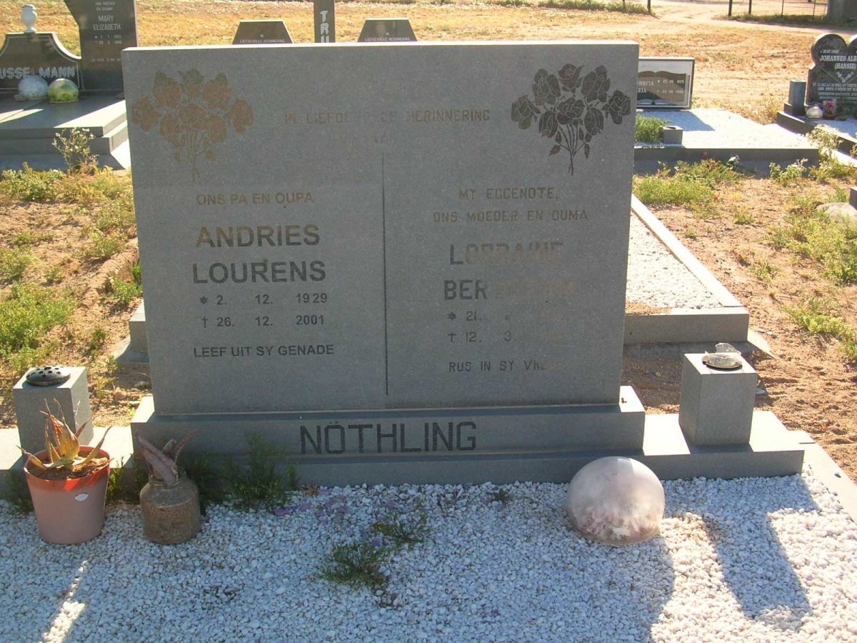 NÖTHLING Andries Lourens 1929-2001 &amp; Lorraine B.
