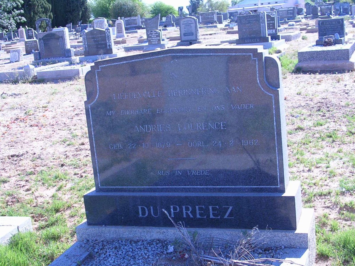 PREEZ Andries Lourence, du 1879-1962