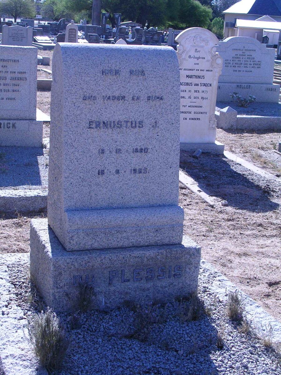 PLESSIS Ernustus J., du 1880-1965