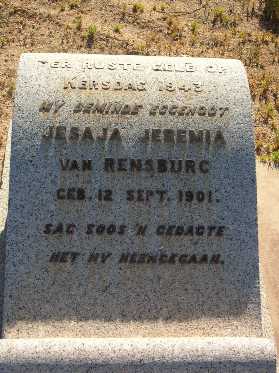 RENSBURG Jesaja Jeremia, van 1901-1943