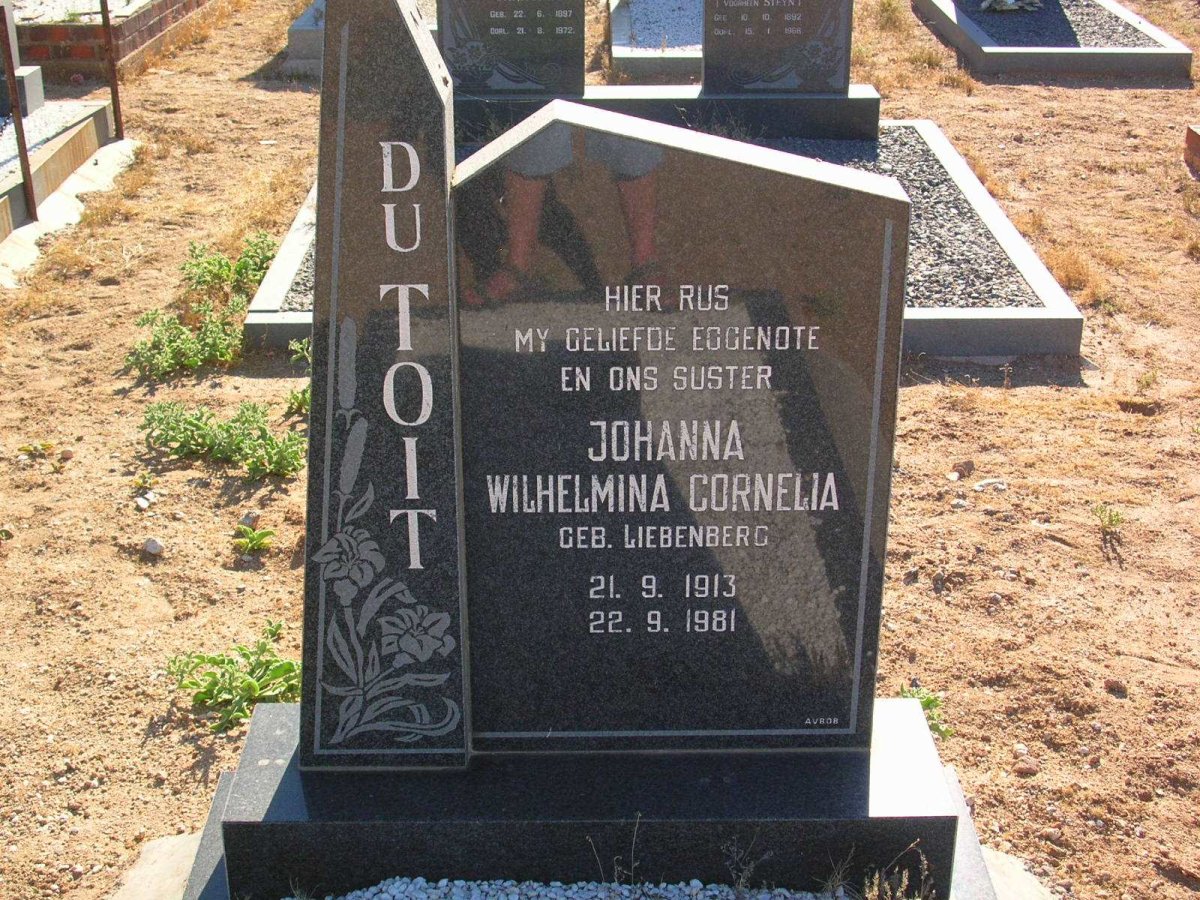 TOIT Johanna Wilhelmina Cornelia, du nee LIEBENBERG 1913-1981