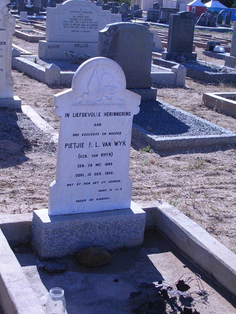WYK Pietjie F.L., van nee VAN RHYN 1889-1950