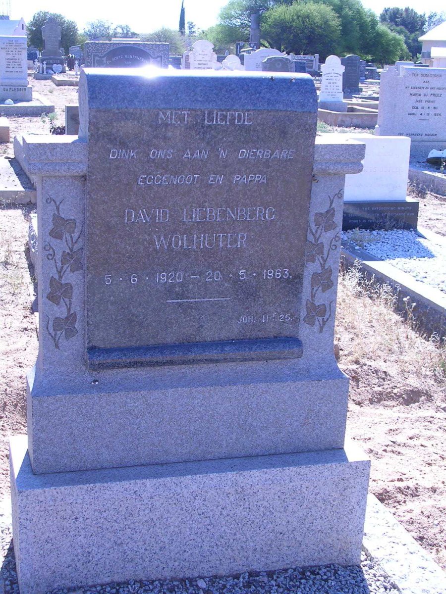 WOLHUTER David Liebenberg 1920-1963